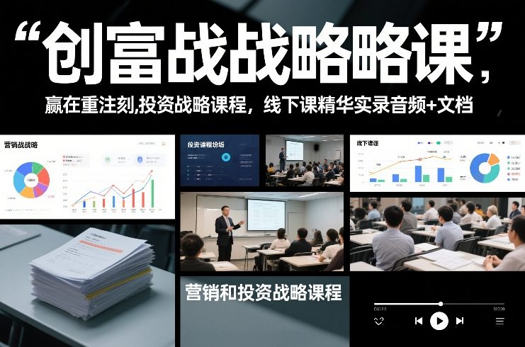 创富战略课，赢在重注时刻，营销和投资战略课程，线下课精华实录音频+文档-网创联盟云网创