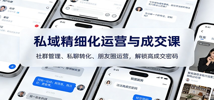 私域精细化运营与成交课：社群管理、私聊转化、朋友圈运营，解锁高成交密码-网创联盟云网创
