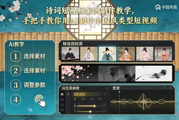 古诗词短视频案例制作教学，手把手教你用AI制作中国风类型短视频-网创联盟云网创