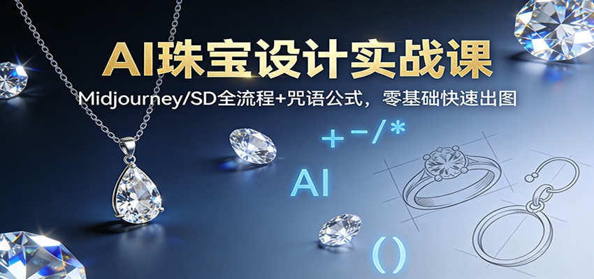 AI珠宝设计实战课：Midjourney/SD全流程+咒语公式，零基础快速出图-网创联盟云网创