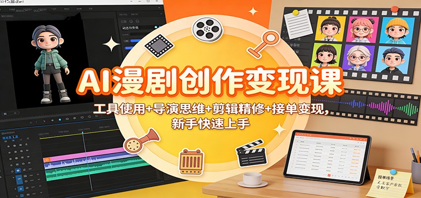 AI漫剧创作变现课：工具使用+导演思维+剪辑精修+接单变现，新手快速上手-网创联盟云网创