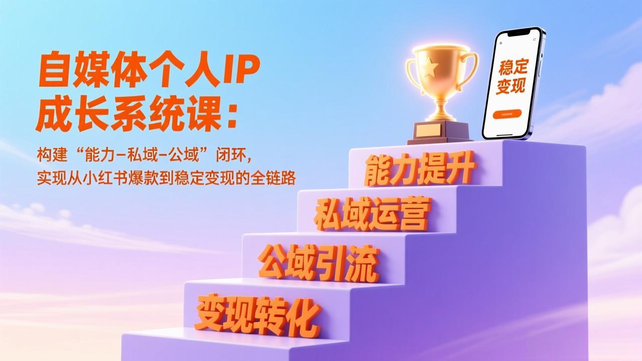 自媒体个人IP成长系统课：构建“能力-私域-公域”闭环，实现从小红书爆款到稳定变现的全链路-网创联盟云网创