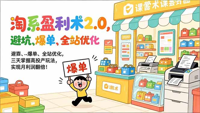 淘系盈利术2.0，避坑、爆单、全站优化，三天掌握高投产玩法，实现月利润翻倍！-网创联盟云网创