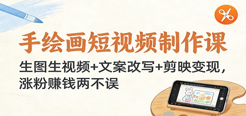手绘画短视频制作课：生图生视频+文案改写+剪映变现，涨粉赚钱两不误-网创联盟云网创