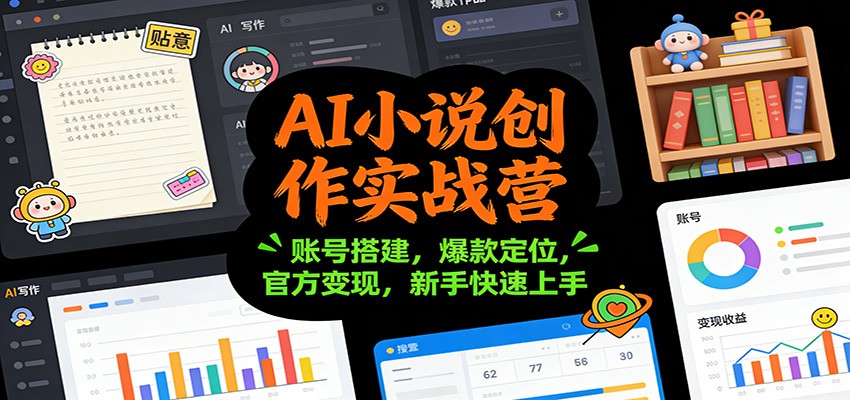 AI小说创作实战营：账号搭建，爆款定位，官方变现，新手快速上手-网创联盟云网创