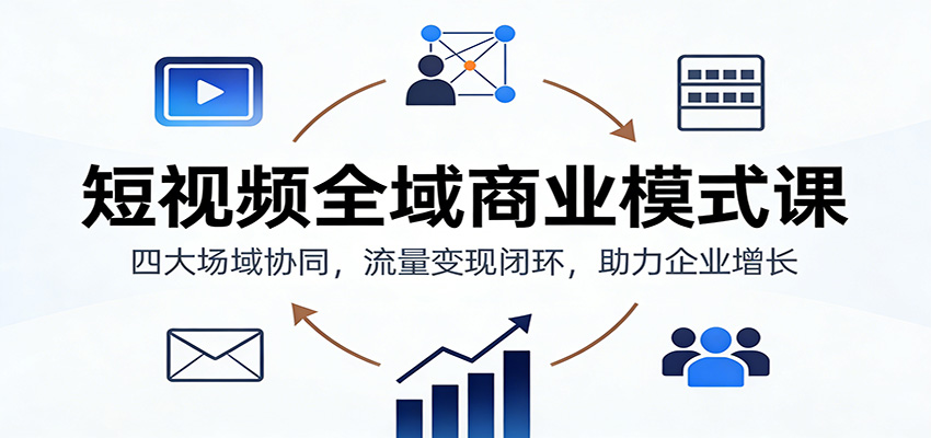 短视频全域商业模式课：四大场域协同，流量变现闭环，助力企业增长-网创联盟云网创