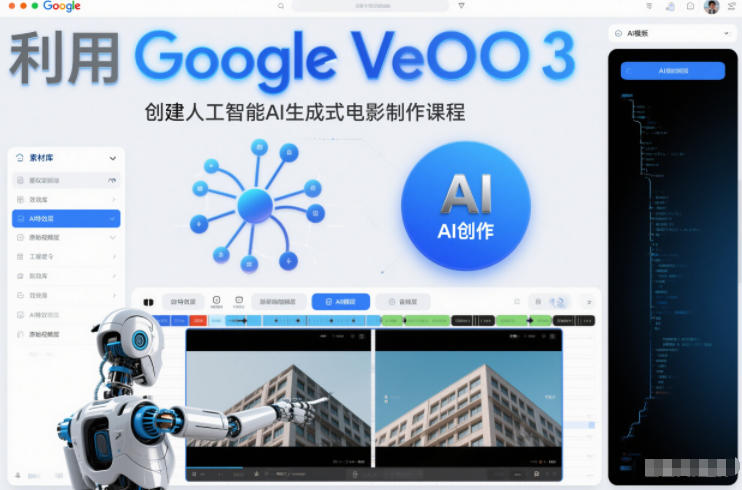 利l用Google Veo 3创建人工智能AI生成式电影制作课程，使用人工智能的力量创建令人惊叹的视频-网创联盟云网创