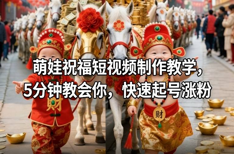 萌娃祝福短视频制作教学，5分钟教会你，快速起号涨粉-网创联盟云网创