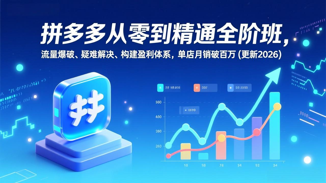 拼多多从零到精通全阶班，流量爆破、疑难解决，构建盈利体系，单店月销破百万(更新2026-网创联盟云网创