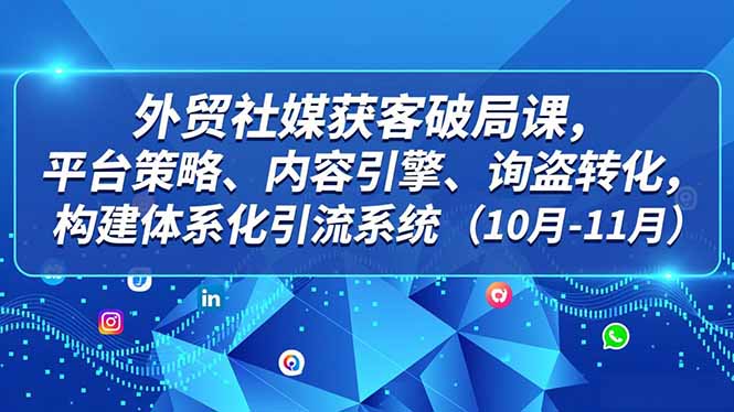外贸 社媒获客破局课，平台策略、内容引擎、询盘转化，构建体系化引流系统(10月-11月-网创联盟云网创