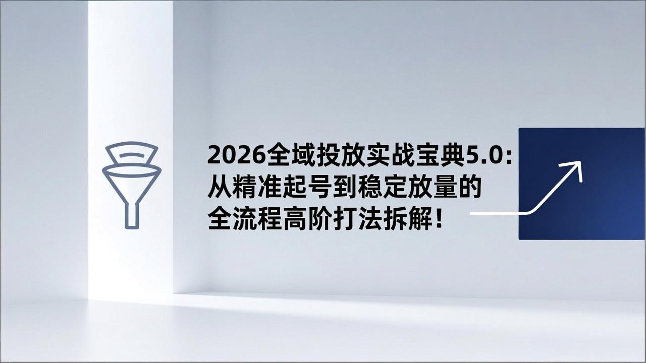 2026全域投放实战宝典5.0：从精准起号到稳定放量的全流程高阶打法拆解！-网创联盟云网创