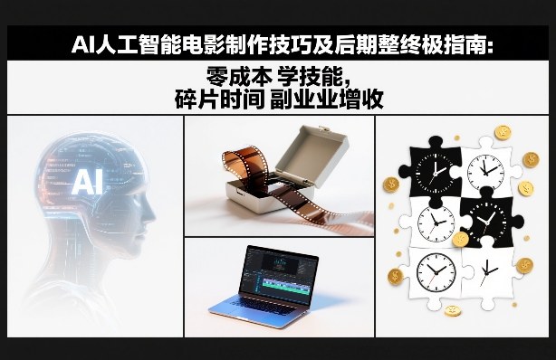 AI人工智能电影制作技巧及后期完整终极指南：零成本学技能，碎片时间副业增收-网创联盟云网创