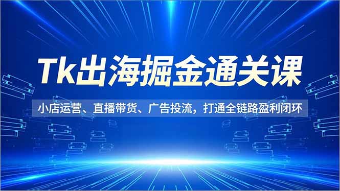 Tk出海掘金通关课，小店运营、直播带货、广告投流，打通全链路盈利闭环-网创联盟云网创