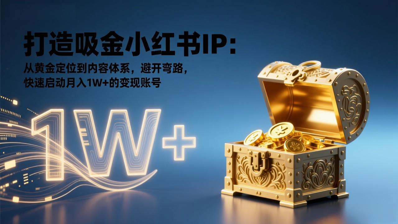 打造吸金小红书IP：从黄金定位到内容体系，避开弯路，快速启动月入1W+的变现账号-网创联盟云网创