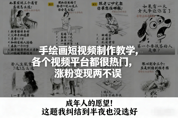 手绘画短视频制作教学，各个视频平台都很热门，涨粉变现两不误-网创联盟云网创