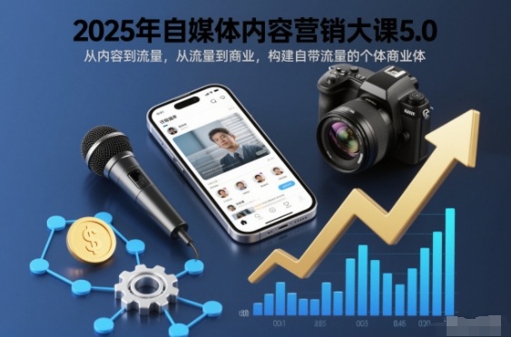 2025年自媒体内容营销大课5.0，从内容到流量，从流量到商业，构建自带流量的个体商业体-网创联盟云网创