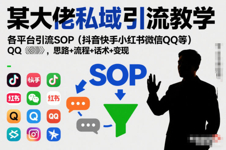 某大佬私域引流教学，各平台引流SOP(抖音快手小红书微信QQ等)，思路+流程+话术+变现-网创联盟云网创