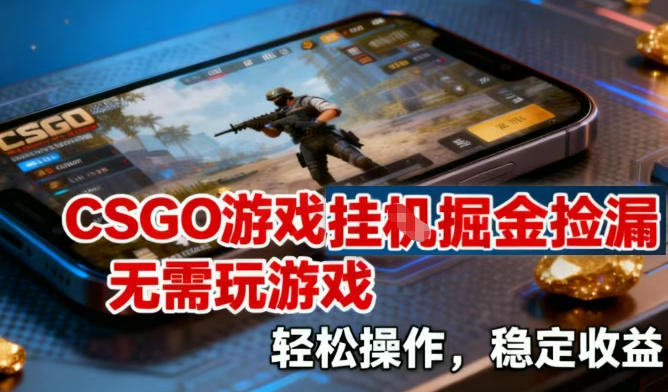 CSGO游戏挂G掘金捡漏，不需要玩游戏，操作简单，收益稳定【揭秘】-网创联盟云网创