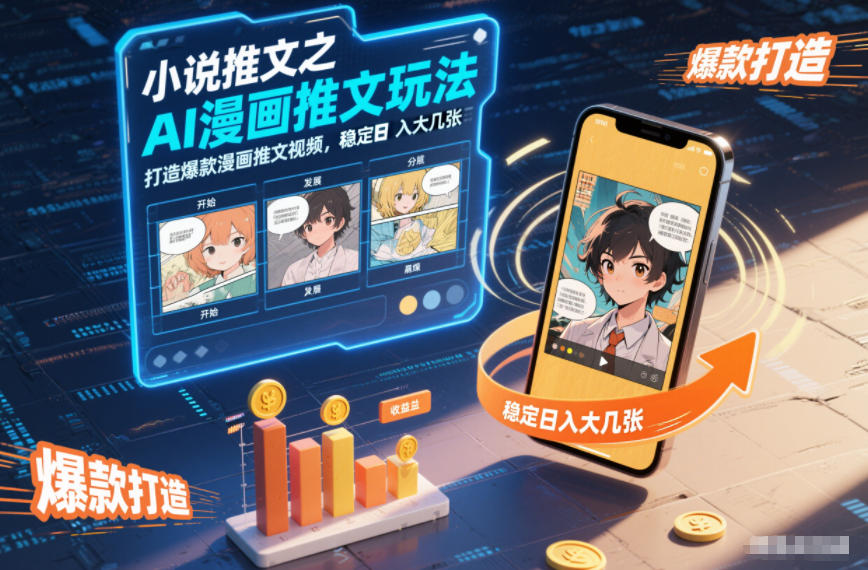 小说推文之AI漫画推文玩法，打造爆款漫画推文视频，稳定日入大几张-网创联盟云网创