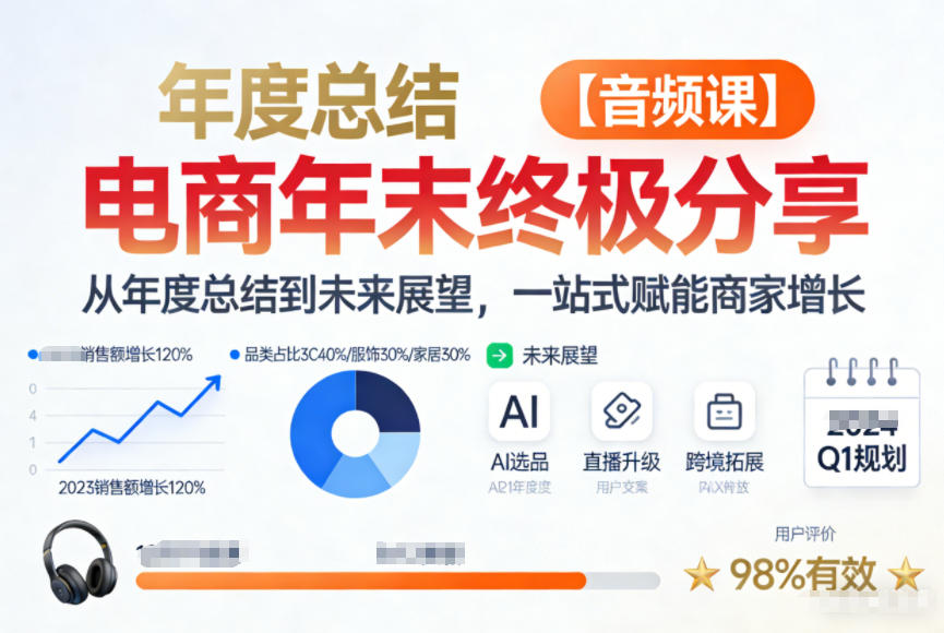 电商年未终极分享，从年度总结到未来展望，一站式赋能商家增长【音频课】-网创联盟云网创