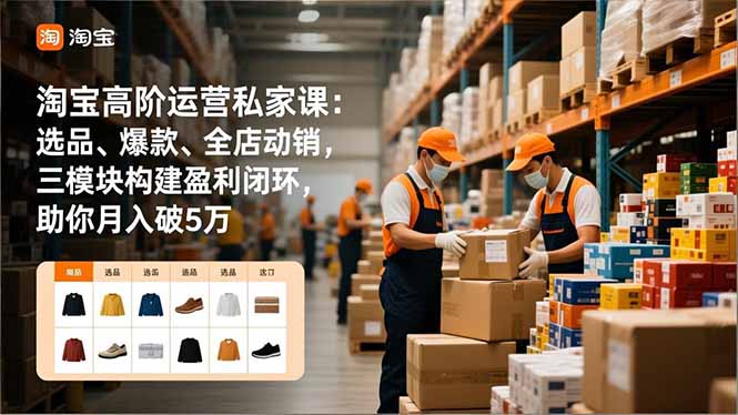 淘宝高阶运营私家课：选品、爆款、全店动销，三模块构建盈利闭环，助你月入破5万(更新12月-网创联盟云网创