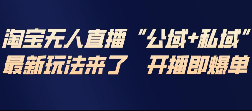 淘宝无人直播完整教程，公试+私域，最新玩法来了，开播即爆单-网创联盟云网创