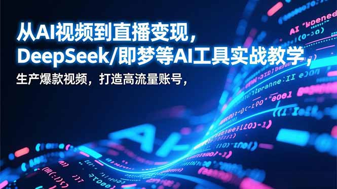 从AI视频到直播变现，DeepSeek/即梦等AI工具实战教学，生产爆款视频，打造高流量账号-网创联盟云网创