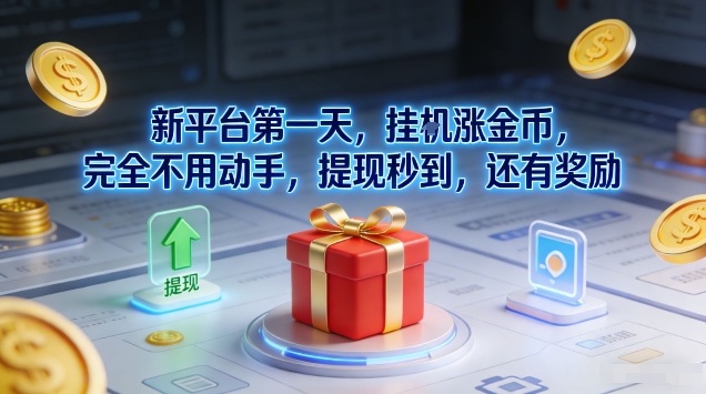 新平台第一天，挂G涨金币，完全不用动手，提现秒到，还有奖励【揭秘】-网创联盟云网创