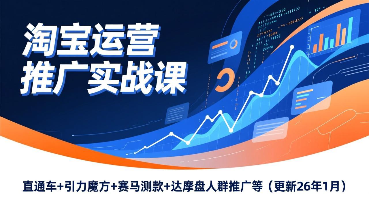 淘宝运营推广实战课，直通车+引力魔方+赛马测款+达摩盘人群推广等(更新26年1月-网创联盟云网创