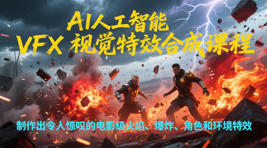 AI人工智能VFX视觉特效合成课程，制作出令人惊叹的电影级火焰、爆炸、角色和环境特效-网创联盟云网创