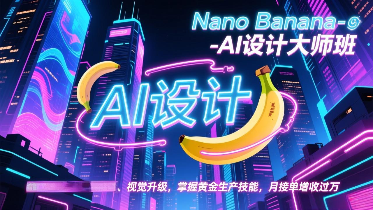 Nano Banana-AI设计大师班，修图合成、广告创作、视觉升级，掌握黄金生产技能，月接单增收过万-网创联盟云网创