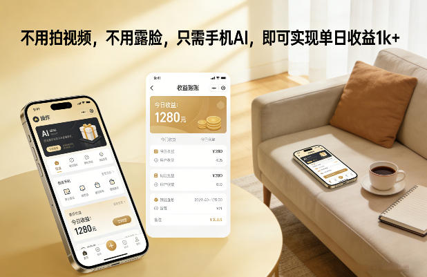 不用拍视频，不用露脸，只需手机AI，即可实现单日收益1k+【揭秘】-网创联盟云网创