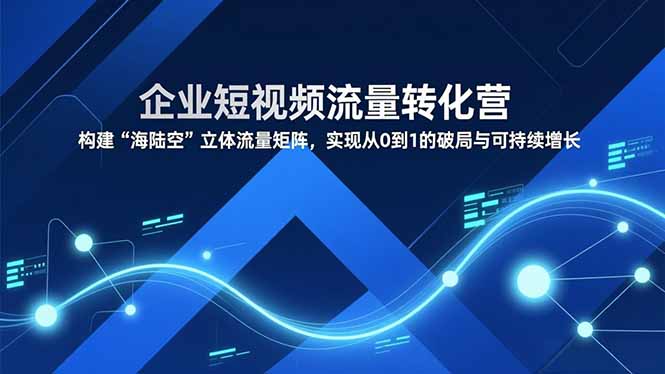 企业短视频流量转化营，构建“海陆空”立体流量矩阵，实现从0到1的破局与可持续增长-网创联盟云网创