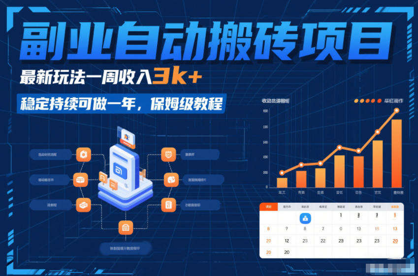 副业自动搬砖项目，最新玩法一周收入3k+，稳定持续可做一年，保姆级教程【揭秘】-网创联盟云网创