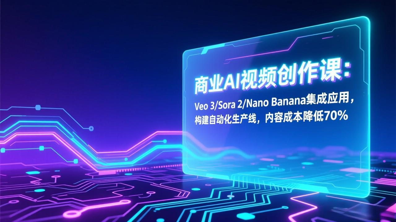 商业AI视频创作课：Veo 3/Sora 2/Nano Banana集成应用，构建自动化生产线，内容成本降低70%-网创联盟云网创