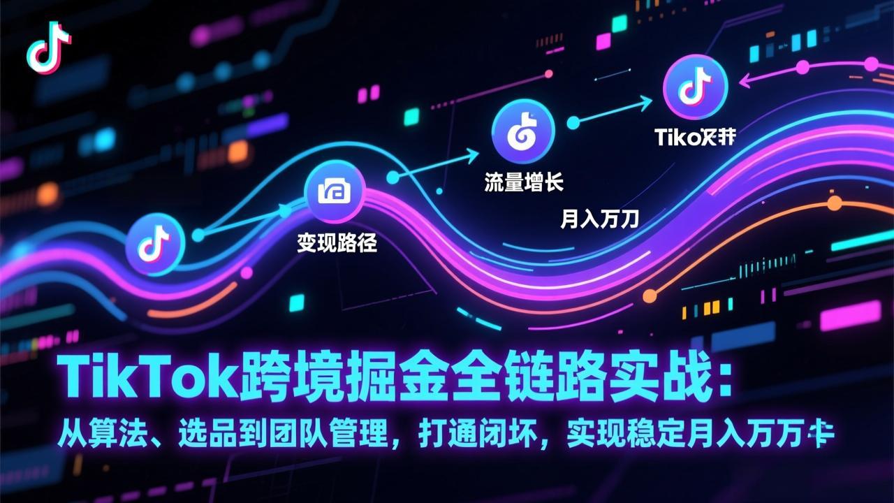 TikTok跨境掘金全链路实战：从算法、选品到团队管理，打通闭环，实现稳定月入万刀-网创联盟云网创