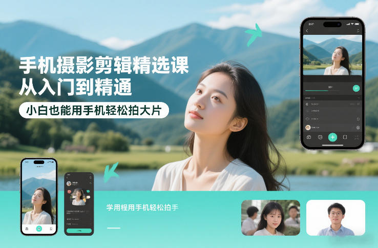 手机摄影剪辑精选课，从入门到精通，小白也能用手机轻松拍大片-网创联盟云网创