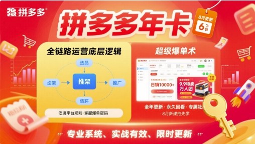 拼多多年卡，拼多多全链路运营底层逻辑，超级爆单术【更新12月】-网创联盟云网创