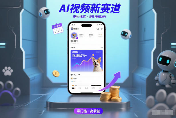 AI视频新赛道，宠物播客仅注册5天涨粉2W，收益非常可观-网创联盟云网创
