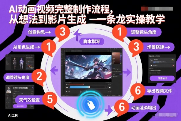 AI动画视频完整制作流程，从想法到影片生成一条龙实操教学-网创联盟云网创