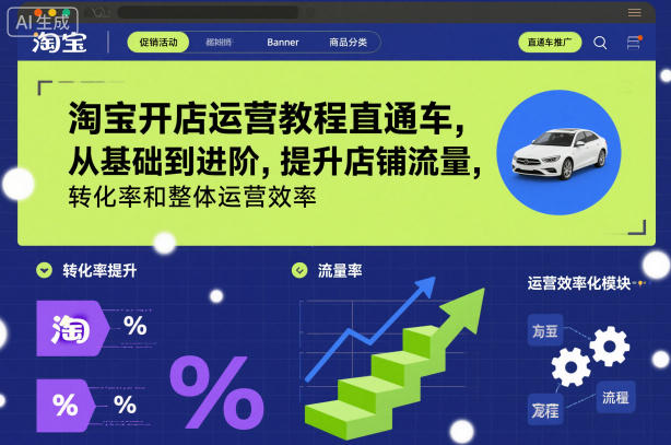 淘宝开店运营教程直通车，从基础到进阶，提升店铺流量，转化率和整体运营效率(更新26年1月)-网创联盟云网创
