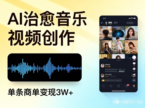 AI做治愈音乐视频，多平台投稿，单条商单变现3W+-网创联盟云网创