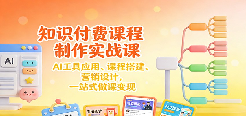 知识付费课程制作实战课：AI工具应用 、课程搭建、营销设计，一站式做课变现-网创联盟云网创