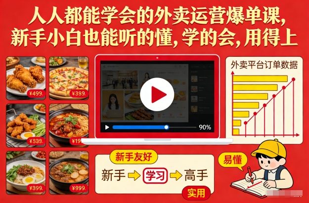 人人都能学会的外卖运营爆单课，新手小白也能听的懂，学的会，用得上-网创联盟云网创