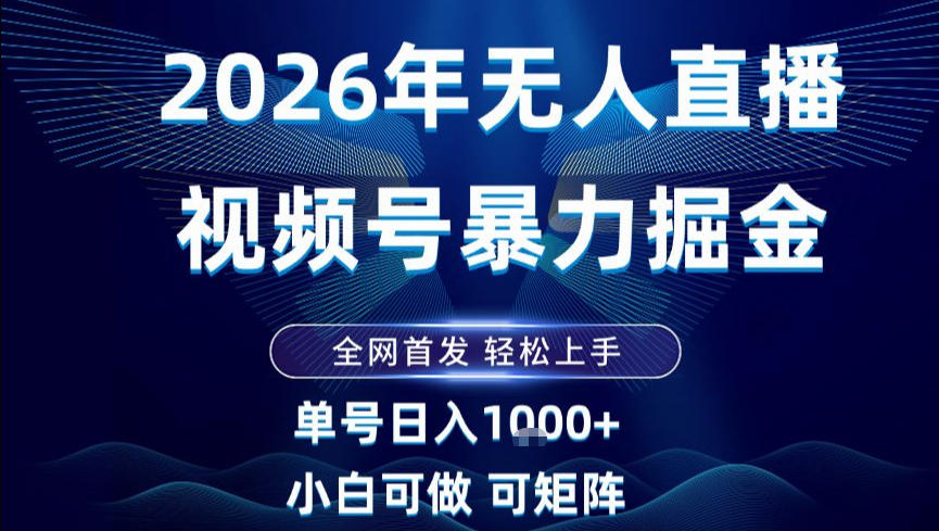 2026最新视频号无人直播掘金，全网首发，小白可以玩，长期稳定日入1k+【揭秘】-网创联盟云网创