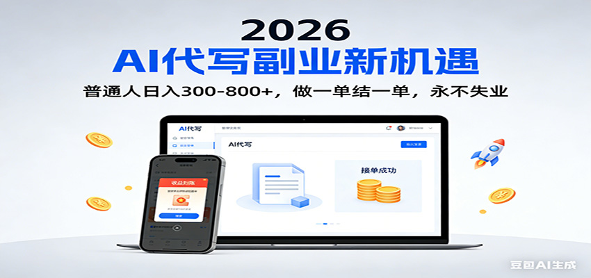 2026 副业首选！AI 代写日入 300-800，普通人0门槛，做一单结一单！-网创联盟云网创