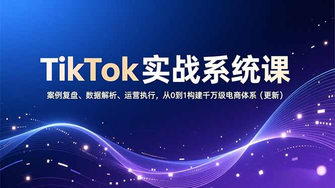 TikTok实战系统课，案例复盘、数据解析、运营执行，从0到1构建千万级电商体系(更新-网创联盟云网创