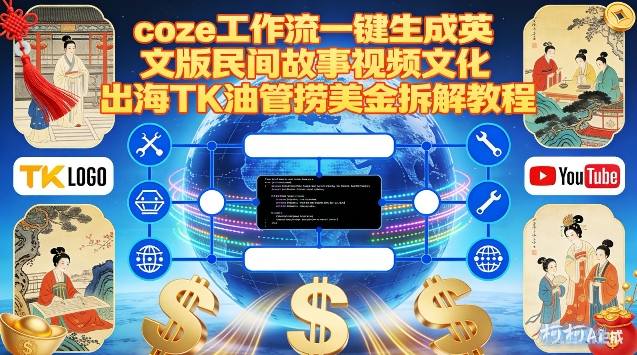Coze扣子工作流一键生成英文版民间故事视频，文化出海TK油管捞美金拆解教程-网创联盟云网创