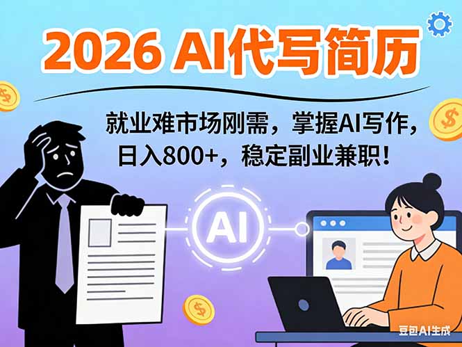AI代写简历，超暴利，用万能模板月入1-3万实战教程，2026年市场刚需！-网创联盟云网创