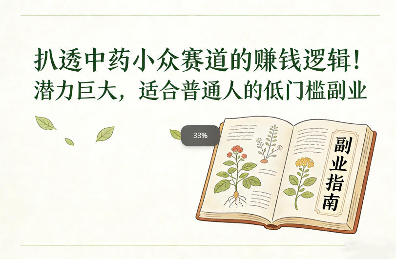 扒透中药小众赛道的賺米逻辑，潜力巨大，适合普通人的低门槛副业-网创联盟云网创